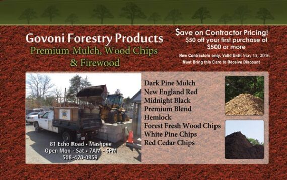 oversized postcard designed for mulch and firewood supply company