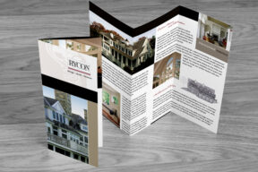 Trifold Brochure Design for fine home builder and architects - call 508-685-9042