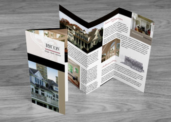 Trifold Brochure Design for fine home builder and architects - call 508-685-9042