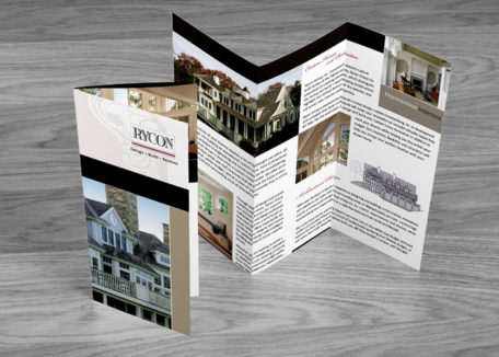 Trifold Brochure Design for fine home builder and architects - call 508-685-9042