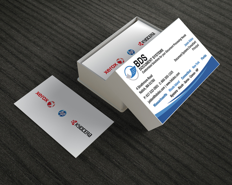 box of business cards designed for boston client