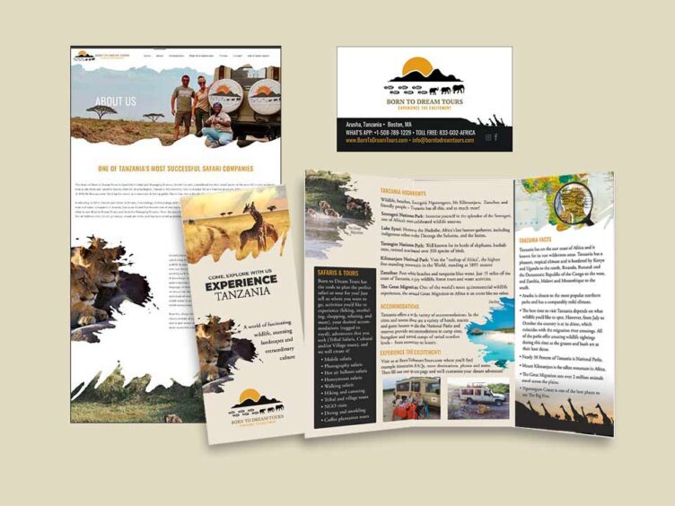 Tanzania Safari Company marketing materials collage