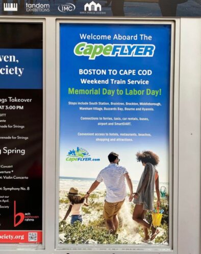 5 foot high poster designed for CapeFLYER for display in Boston