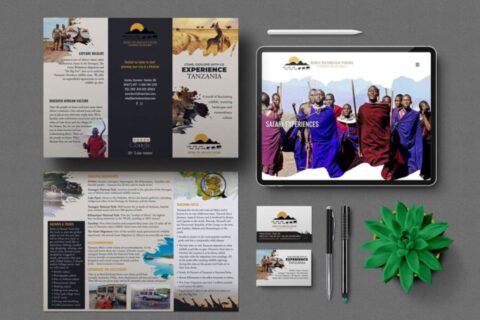 safari company marketing materials displayed on different devices