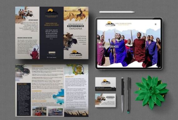 safari company marketing materials displayed on different devices