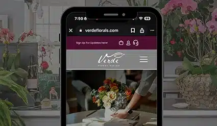 screenshot of floral website on mobile